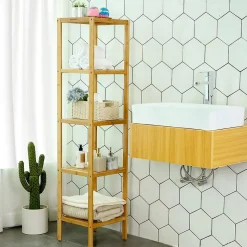 Etagère de salle de bain avec 5 tablettes - H146 cm