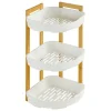 Etagère de salle de bain bambou et plastique blanc, 3 niveaux, H.45cm x P.29cm Five Simply Smart Naturéo
