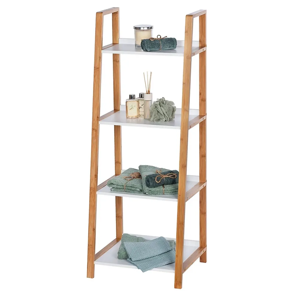 Etagère de salle de bain en bambou Finja - L. 43 x H. 112 cm