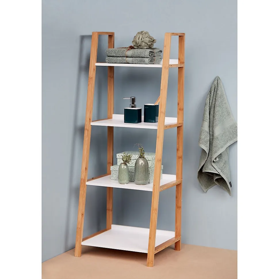 Etagère de salle de bain en bambou Finja - L. 43 x H. 112 cm