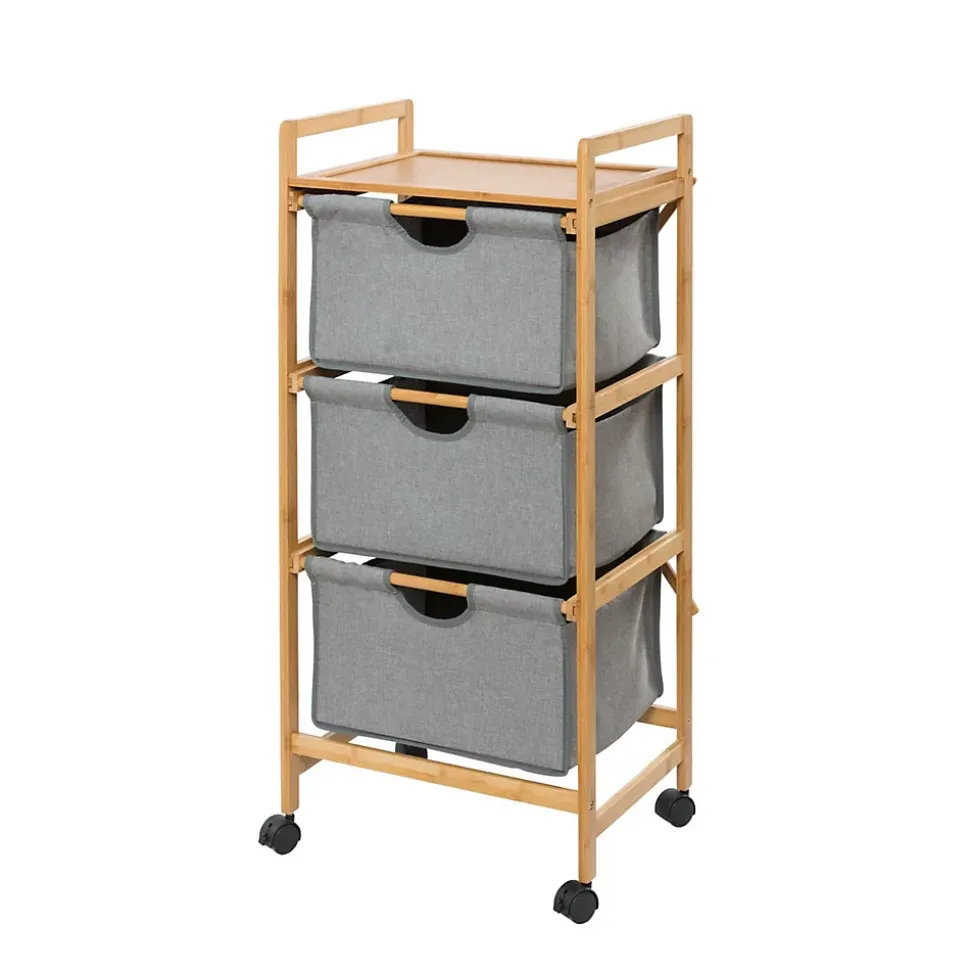 Etagère de salle de bain en bambou 3 Tiroirs - H. 96 cm