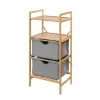 Etagère de salle de bain en bambou 2 Tiroirs - H. 96 cm