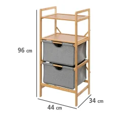 Etagère de salle de bain en bambou 2 Tiroirs - H. 96 cm