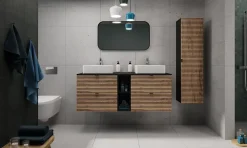 Etagère de salle de bain, Noir Mat, 20 x 57 x 46 cm