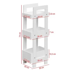 Etagère de Salle de Bains en MDF Blanc Moderne 74x28x20 cm Rebecca Mobili