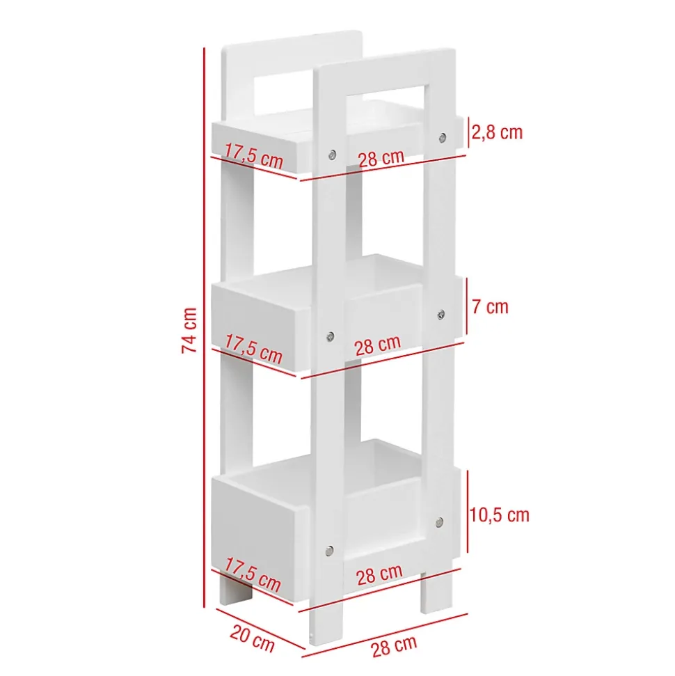 Etagère de Salle de Bains en MDF Blanc Moderne 74x28x20 cm Rebecca Mobili
