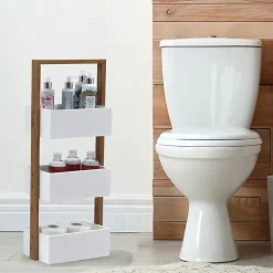 Etagère droite bambou 3 bacs de rangement