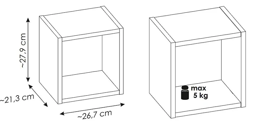 Etagère haut de salle de bain suspendue NOVA OAK 27 x 28 cm