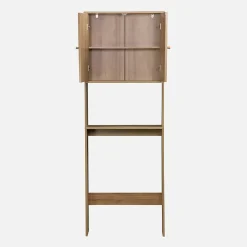 Etagère meuble WC décor bois et cannage Bohème 1 étagère 64 x 20 x 180 cm naturel