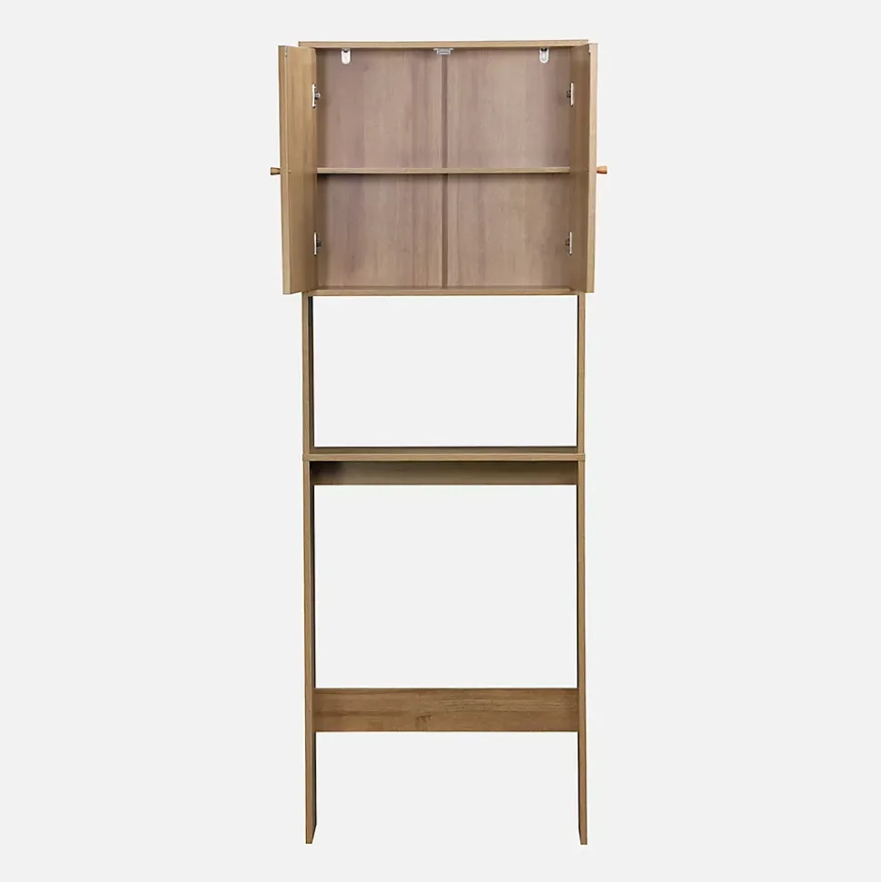 Etagère meuble WC décor bois et cannage Bohème 1 étagère 64 x 20 x 180 cm naturel