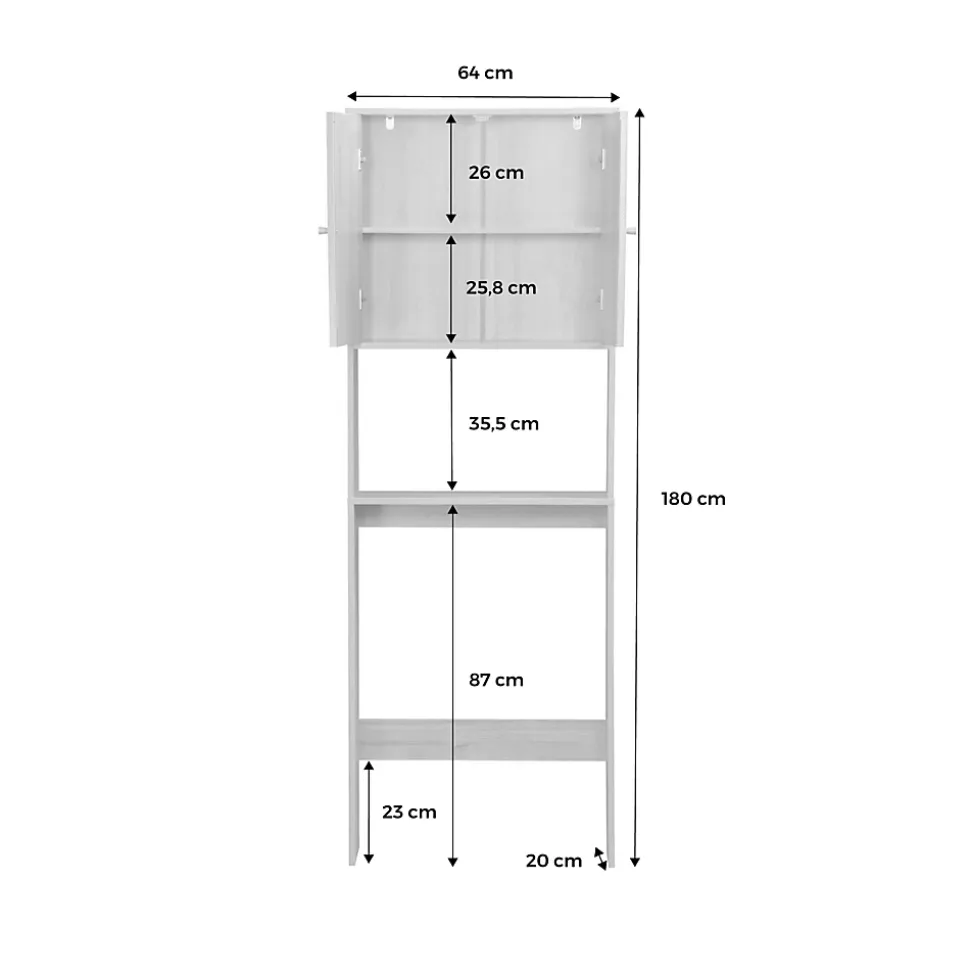 Etagère meuble WC décor bois et cannage Bohème 1 étagère 64 x 20 x 180 cm naturel