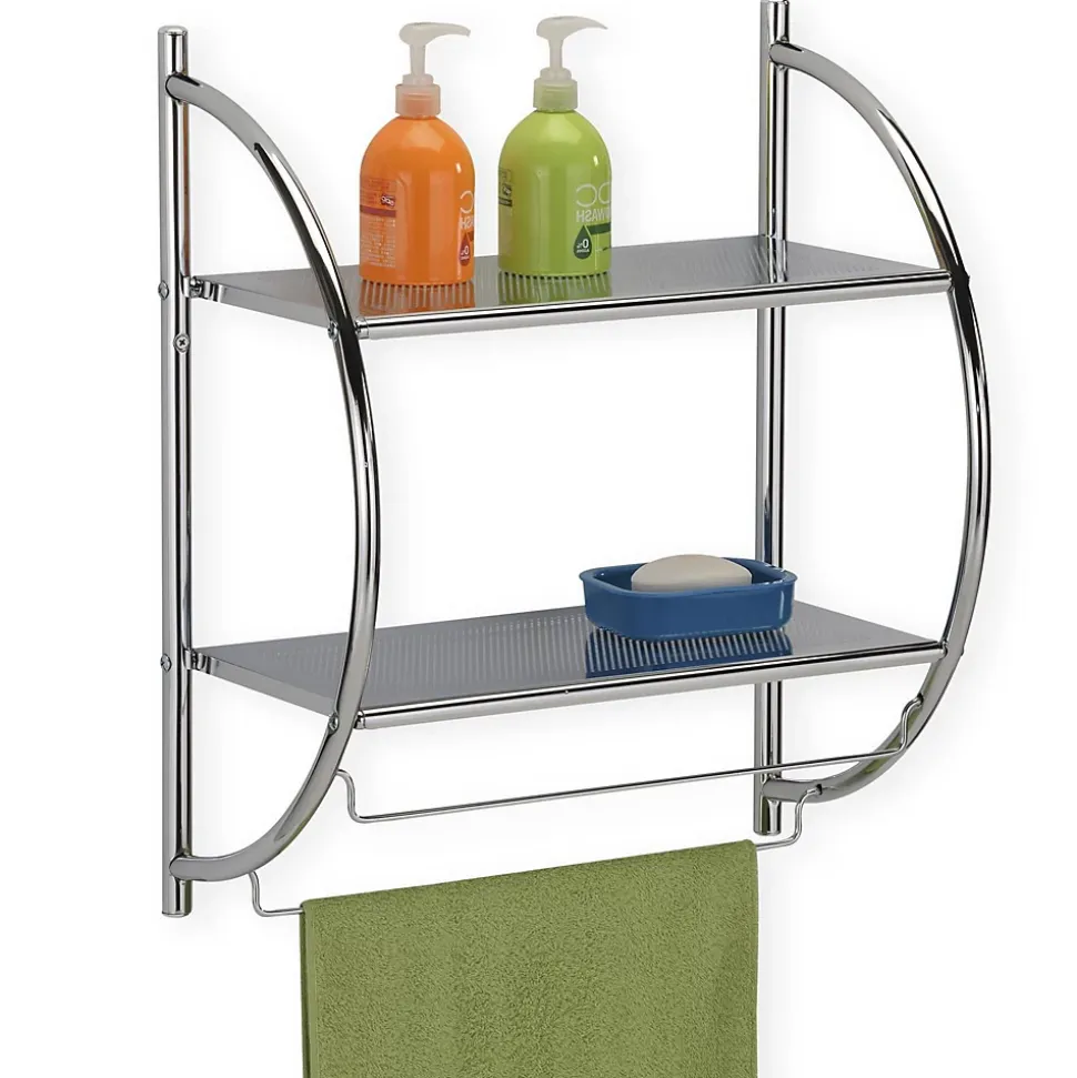 Etagère murale de salle de bain JANINE, en métal chromé