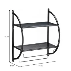 Etagère murale de salle de bain JANINE, en métal noir