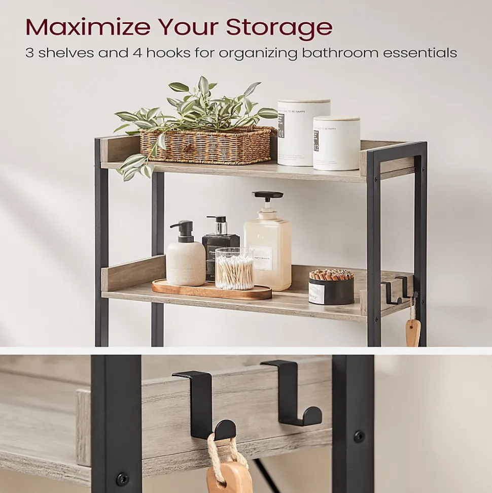 Etagère pont WC avec 3 étagères - L63 cm