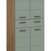 Eteka - Armoire de salle de bains (L/H/P : 74x141x31 cm) en imitation blanc et imitation sauge profonde