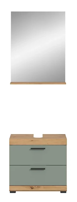 Eteka - Combinaison de salle de bains (L/H/P : 60x191x34 cm) en imitation blanc et imitation sauge profonde