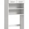 Eteka - Meuble lavabo (L/H/P : 63x191x24 cm) en imitation blanc et blanc brillant profond