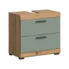 Eteka - Meuble sous-lavabo (L/H/P : 60x56x34 cm) en imitation blanc et imitation sauge profonde