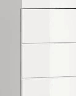 Eteka - Meuble sous-lavabo (L/H/P : 60x56x34 cm) en imitation blanc et blanc brillant profond