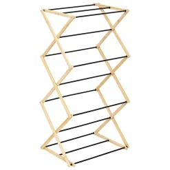 Etendoir à linge accordéon 3 niveaux noir et effet bois l. 54 x H. 106 x P. 36 cm 5five Simply Smart Black