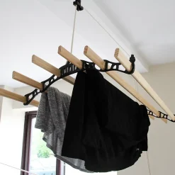 Etendoir à Linge Suspendu de 1,2 Mètre - Poulie Noir