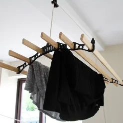 Etendoir à Linge Suspendu de 1,4 Mètre - Poulie Noir