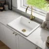 Evier à encastrer en céramique blanc 1 bac l. 46 x L.56,5 x P. 20 cm GoodHome Hyssop