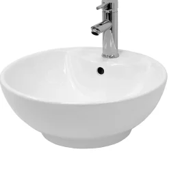 Evier ceramique vasque rond a poser moderne lave-mains salle de bain 455 mm