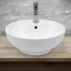 Evier ceramique vasque rond a poser moderne lave-mains salle de bain 455 mm