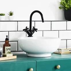 Evier ceramique vasque rond a poser moderne lave-mains salle de bain 455 mm