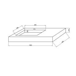 Evier Hpl Asymétrique Avec Lavabo À Gauche 100Cm Chêne Glacé