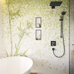 Façade pour mitigeur thermostatique encastré HANSGROHE ShowerSelect avec 2 fonctions noir mat et corps encastré iBox