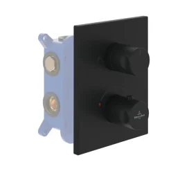 Façade thermostatique 2 voies VILLEROY ET BOCH Universal rectangle Noir mat + corps encastré