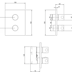 Façade thermostatique 2 voies VILLEROY ET BOCH Universal rectangle Noir mat + corps encastré
