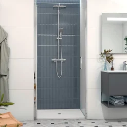 Fusion Porte de douche 100x195cm pivotante anticalcaire avec profilé chrome brillant (SATFUD100NIKA-SET)