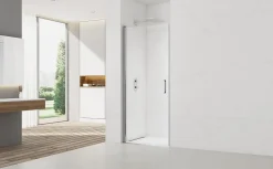 Fusion Porte de douche 100x195cm pivotante anticalcaire avec profilé chrome brillant (SATFUD100NIKA-SET)