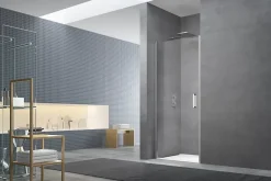 Fusion Porte de douche 100x195cm pivotante anticalcaire avec profilé chrome brillant (SATFUD100NIKA-SET)