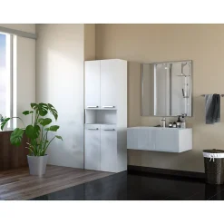 GLAZE - Armoire de salle de bain avec porte + panier - Style moderne - 174x60x30 cm - Colonne salle de bain
