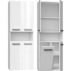 GLAZE - Armoire de salle de bain avec porte + panier - Style moderne - 174x60x30 cm - Colonne salle de bain