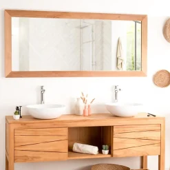 Grand miroir rectangle en teck massif 160 x 70 cm