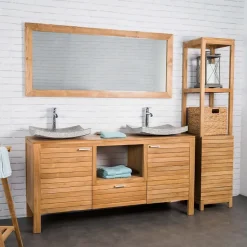 Grand miroir rectangle en teck massif 160 x 70 cm