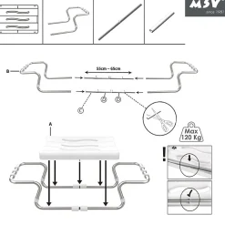 Grand siège de baignoire extensible 5070cm Blanc Max 120kg MSV