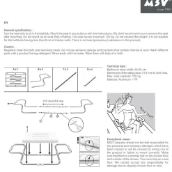 Grand siège de baignoire extensible 5070cm Blanc Max 120kg MSV