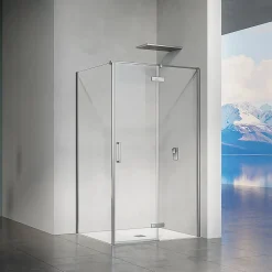 GRAND VERRE Cabine de douche en verre et aluminium avec porte pivotante ouvrante vers la droite 100x70x195