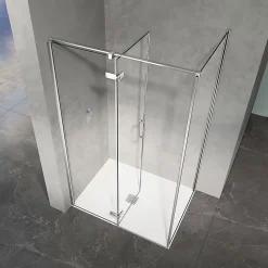 GRAND VERRE Cabine de douche 90x70 avec porte à charnières en verre 8mm profilés chromé aspect inox