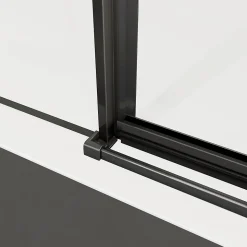 GRAND VERRE Cabine de douche 100x100 avec porte à charnières en verre 8mm profilés en alu noir mat