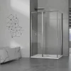 GRAND VERRE Cabine de douche 90x80 avec profilés en alu chromé à ouverture pivotante avec élément fixe