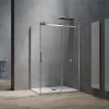 GRAND VERRE Cabine de douche style industriel avec porte coulissante 140 cm et paroi latérale 90 cm accessoires chromés