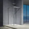 GRAND VERRE Cabine de douche d'angle 90x90 hauteur 185cm avec deux portes coulissantes profilés chromés