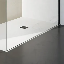 GRAND VERRE Paroi de douche 70x200 avec profilé et barre de fixation en noir mat en verre securit 8mm nano-vitrifié